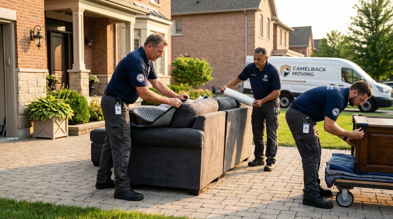 Large estate moving crew wrapping furniture in Gonzales, CA